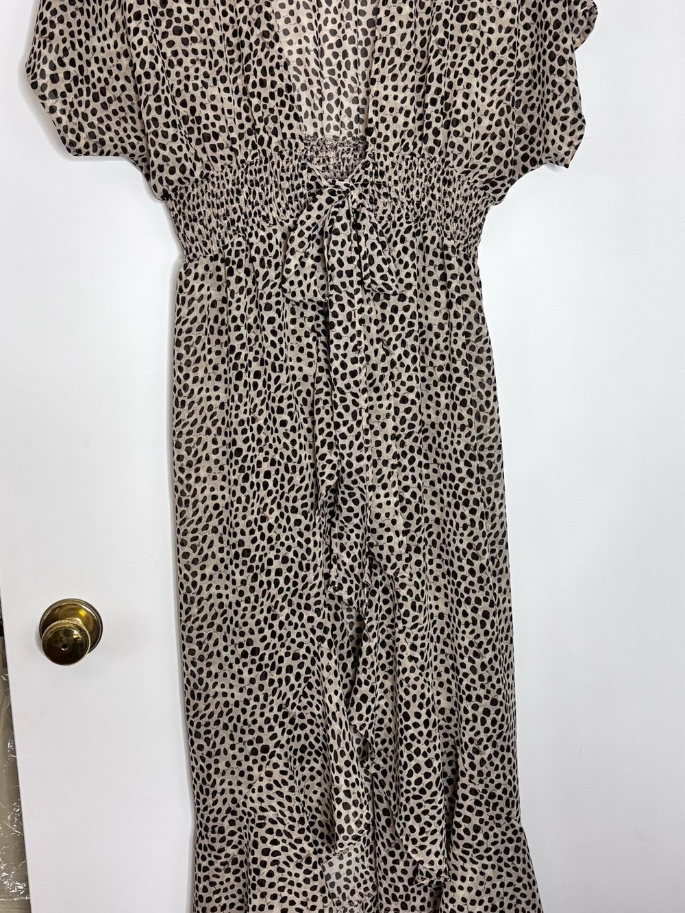 Neutral Beige & Black Dotted Wrap/Bathing Suit Cover - Women's Lightweight Wrap